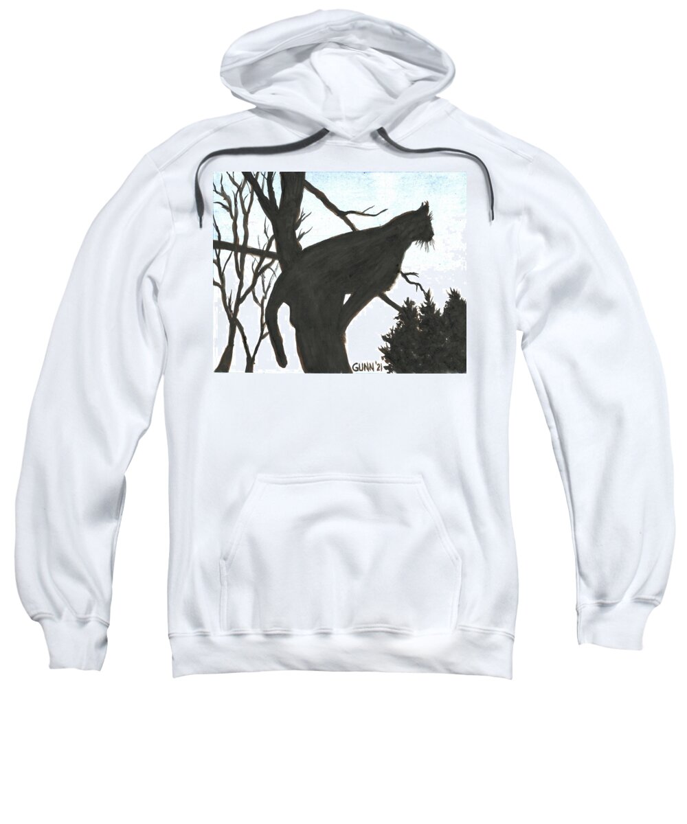 Cat Sweatshirt featuring the painting Twilight Hunter by Katrina Gunn