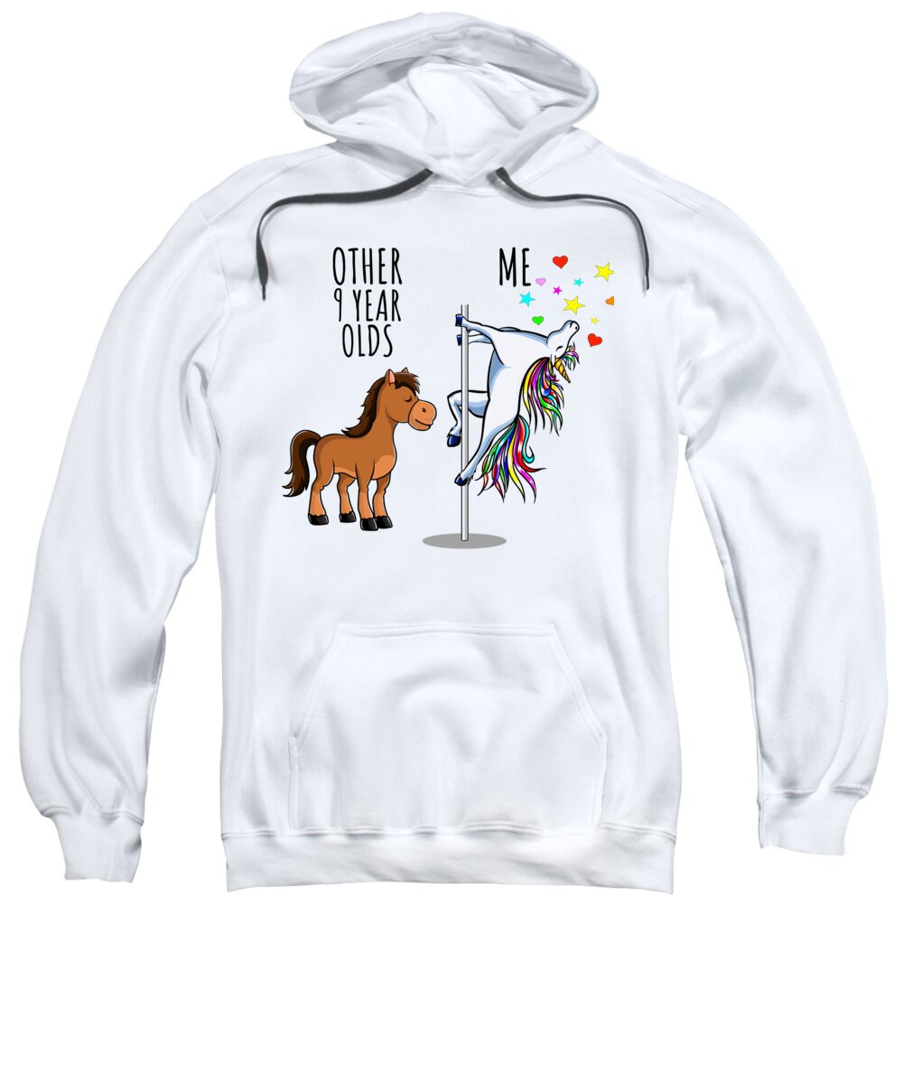 Unicorn 9 Year Olds Other Me Funny 9th Birthday Gift for Women Her Sister  Mom Coworker Girl Friend Adult Pull-Over Hoodie by Jeff Creation - Pixels