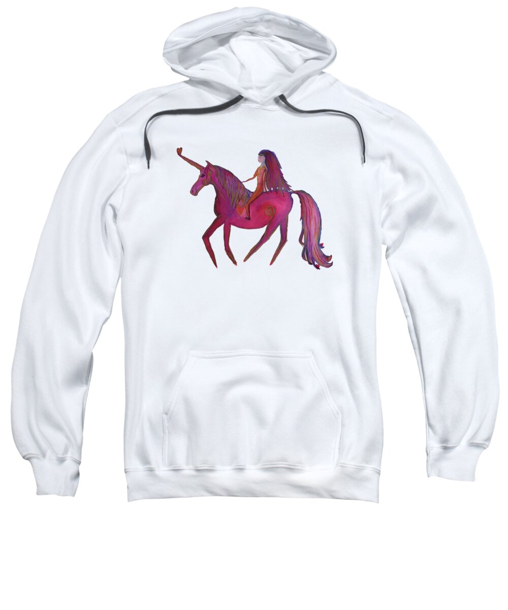 Unicorn Sweatshirt featuring the painting Unicorn Ride by Sandy Rakowitz