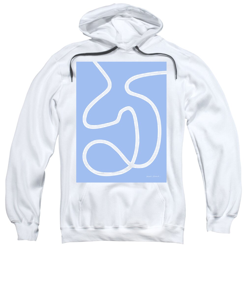 Nikita Coulombe Sweatshirt featuring the painting Untitled XV white line on periwinkle background by Nikita Coulombe