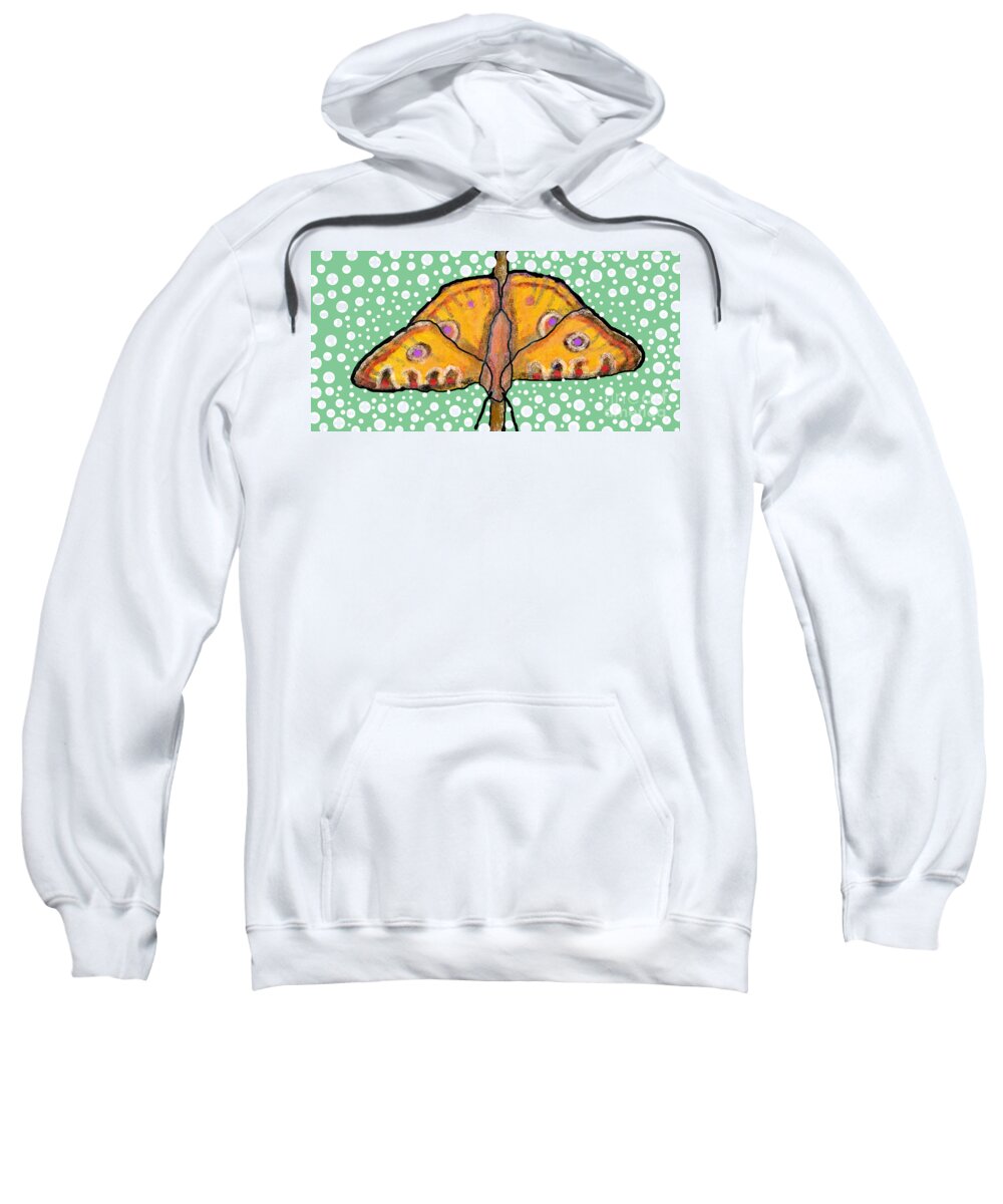 Digital Abstract Orange Green Mask Lobby Towel Insect Nature Animals Pattern Sweatshirt featuring the painting Upside Down Butterfly by Bradley Boug