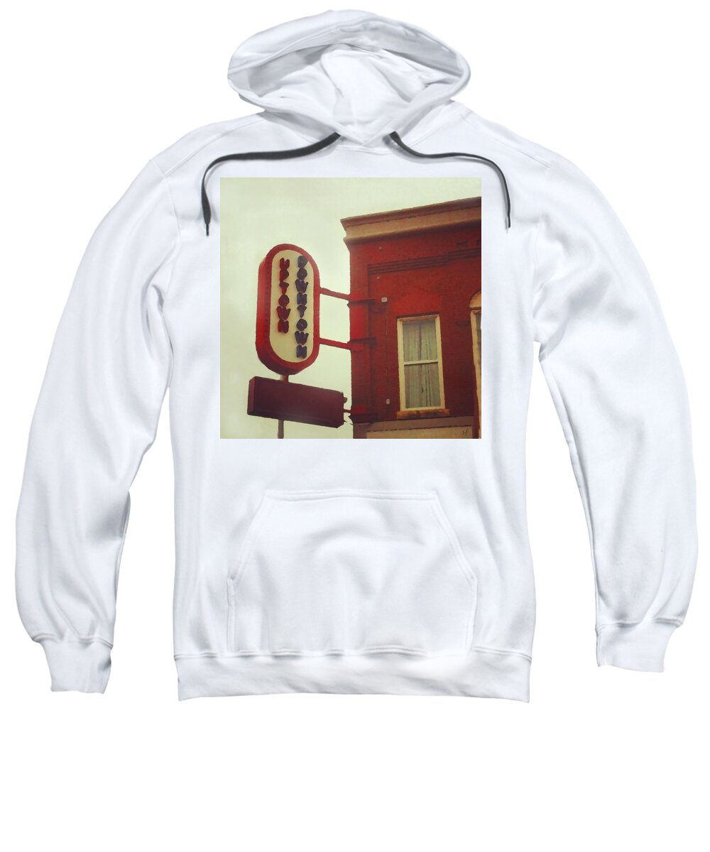 Signs Sweatshirt featuring the mixed media Uptown Downtown by Shelli Fitzpatrick