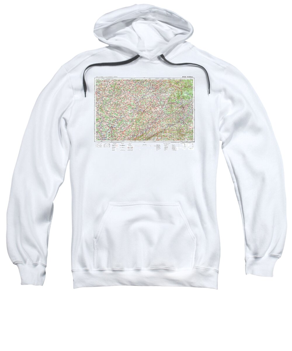 Color Sweatshirt featuring the photograph Vesoul France 1918 Map by Pete Klinger