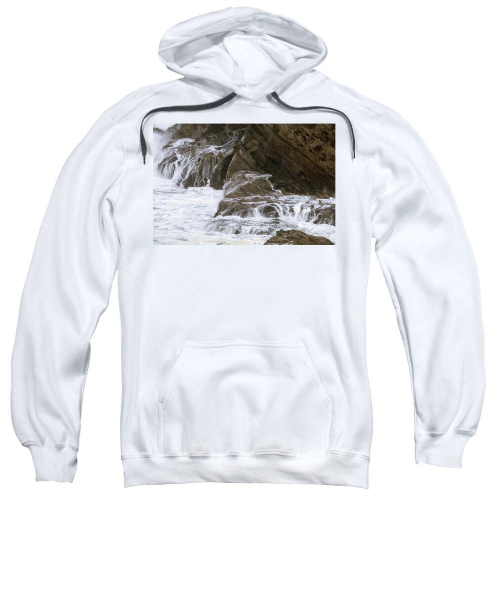 Ocean Sweatshirt featuring the photograph Water Flowing off of Sandstone by Catherine Avilez