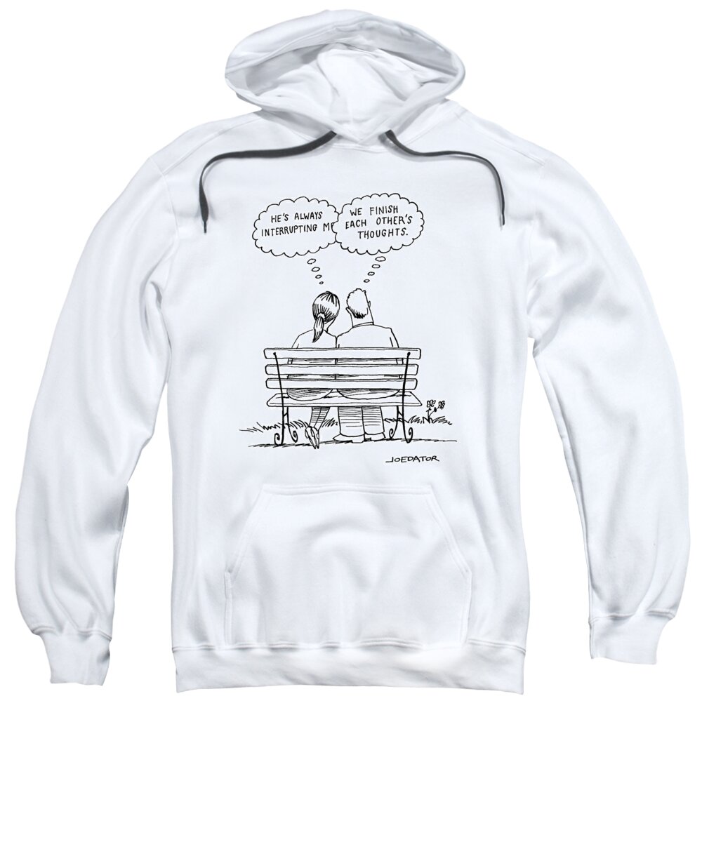 Captionless Sweatshirt featuring the drawing We Finish Each Others Thoughts by Joe Dator