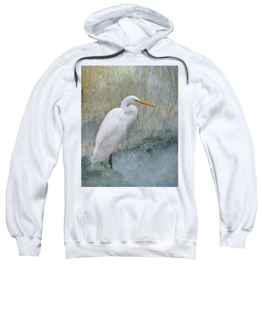 Egret Sweatshirt featuring the photograph White Egret 17 by Karen Lynch