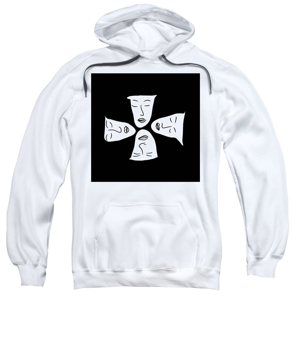 Faces Sweatshirt featuring the digital art White Faces by Faa shie