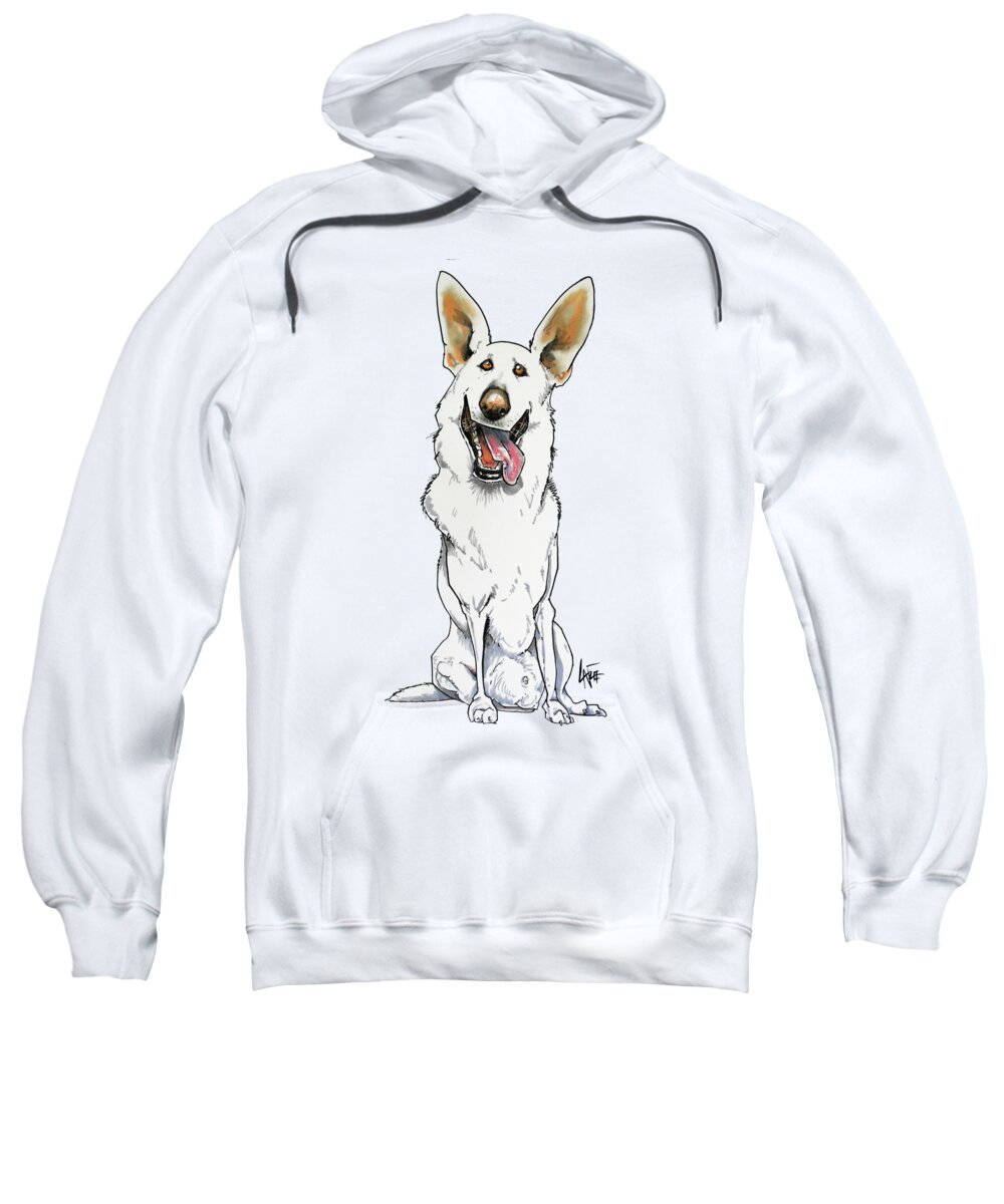 Dog Sweatshirt featuring the drawing White German Shepherd by Canine Caricatures By John LaFree