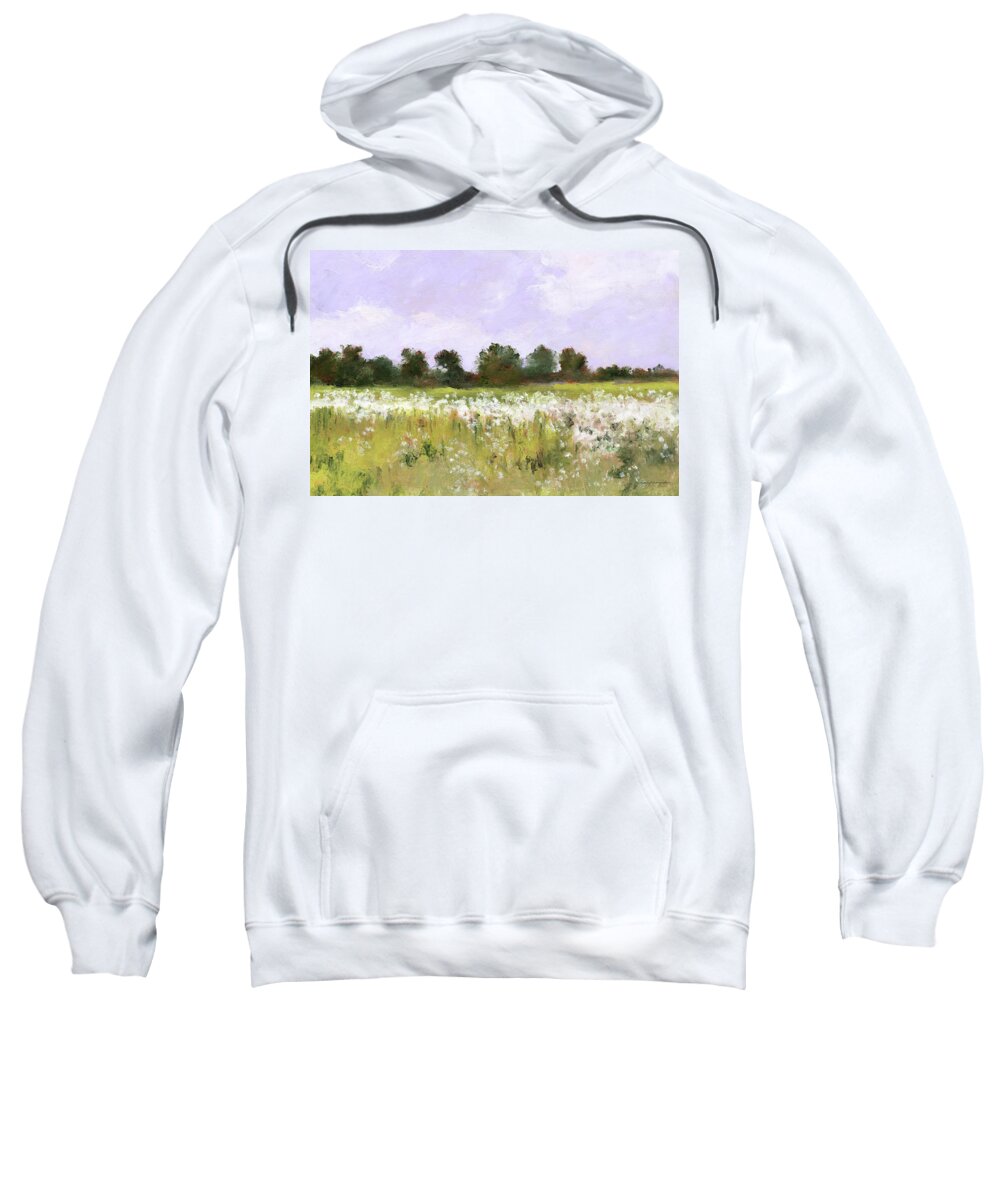Fields Sweatshirt featuring the painting White Wildflowers by J Reifsnyder