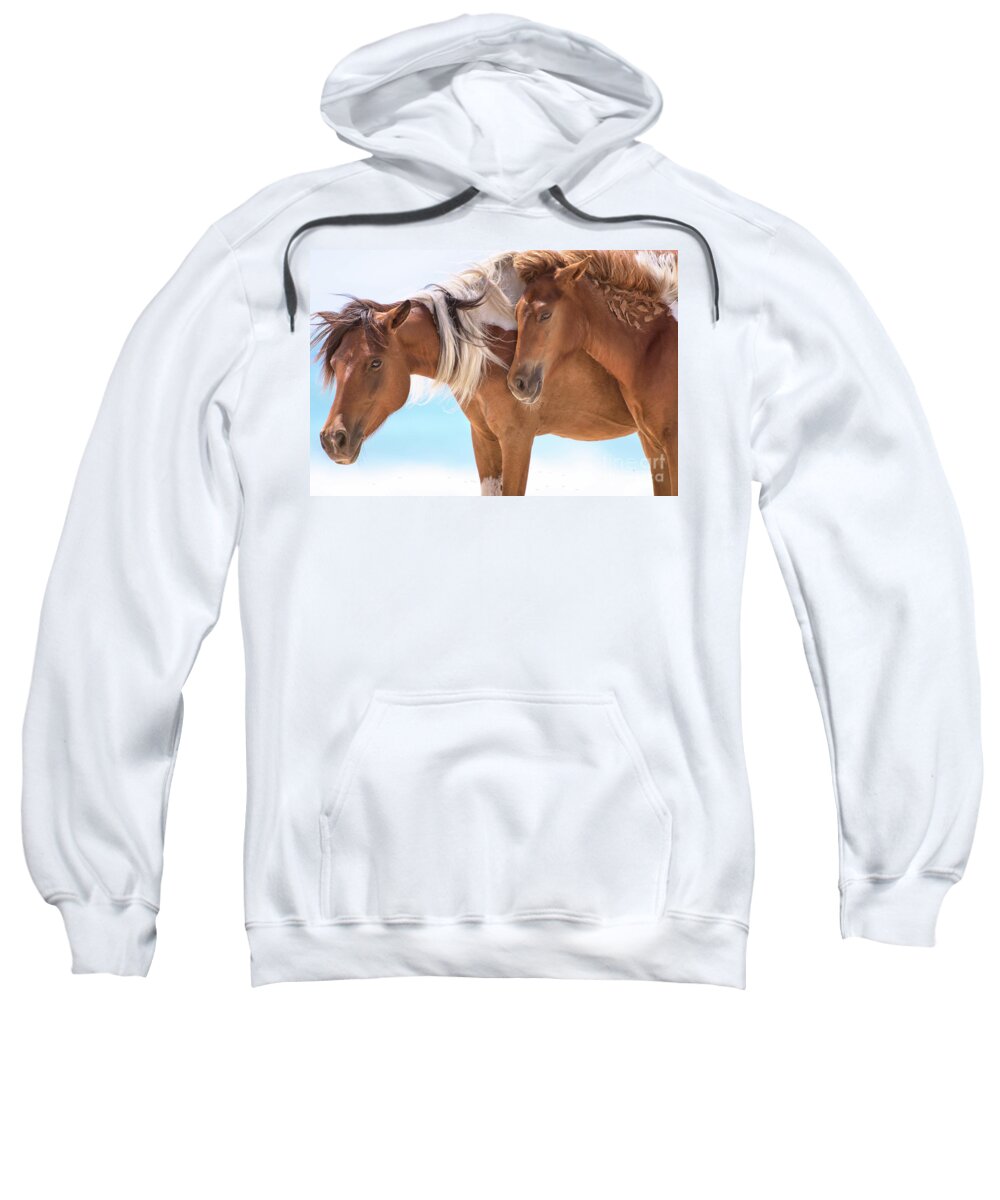Ocean Breeze Sweatshirt featuring the photograph Wild Horses - By the sea by Rehna George