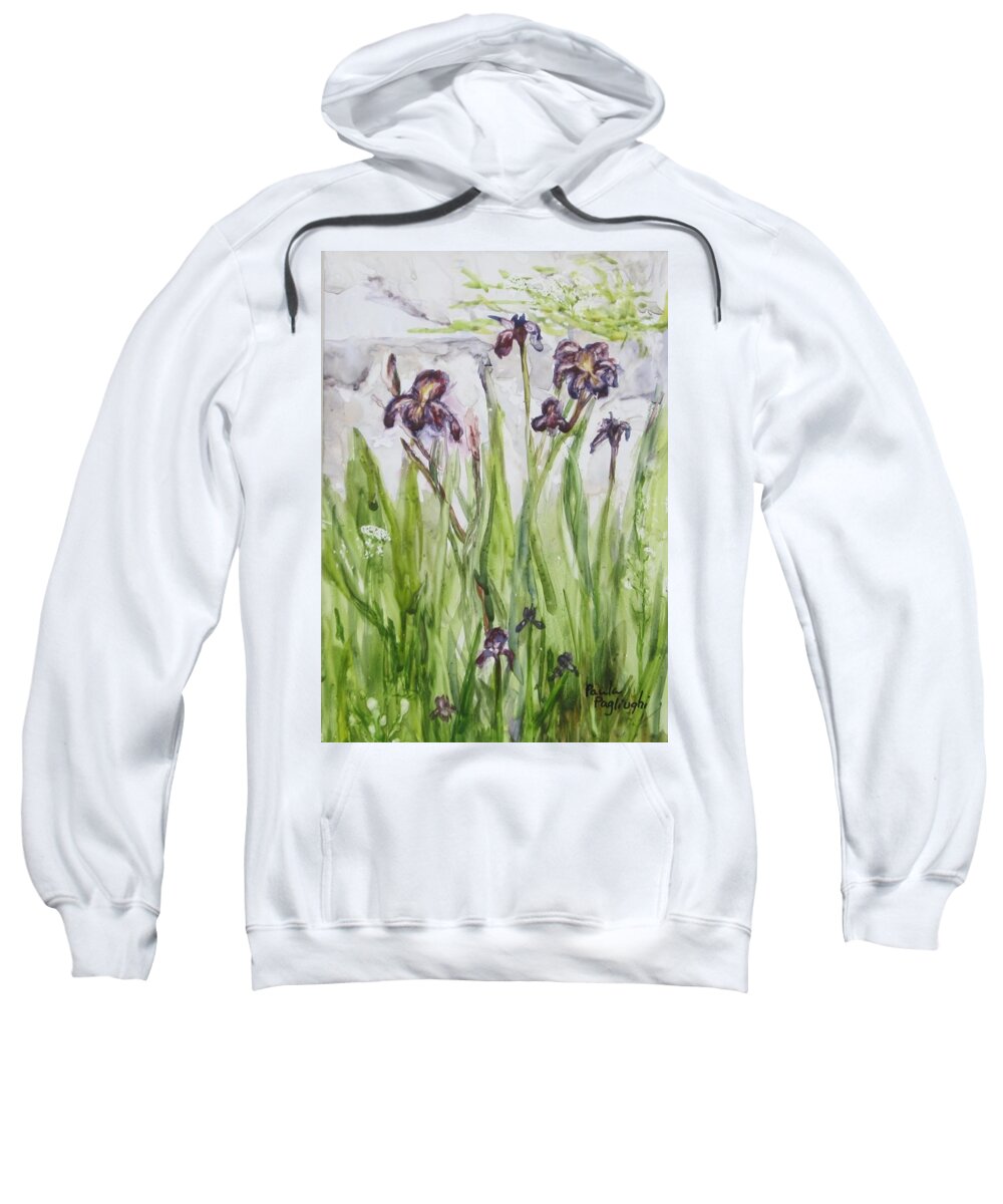 Painting Sweatshirt featuring the painting Wild Iris by Paula Pagliughi