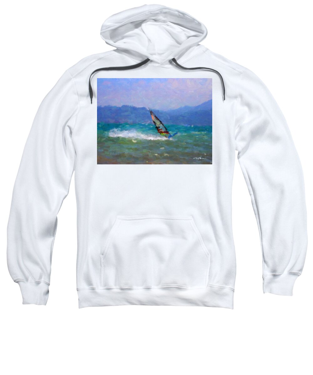 Surfing Sweatshirt featuring the painting Wind Rider by Trask Ferrero