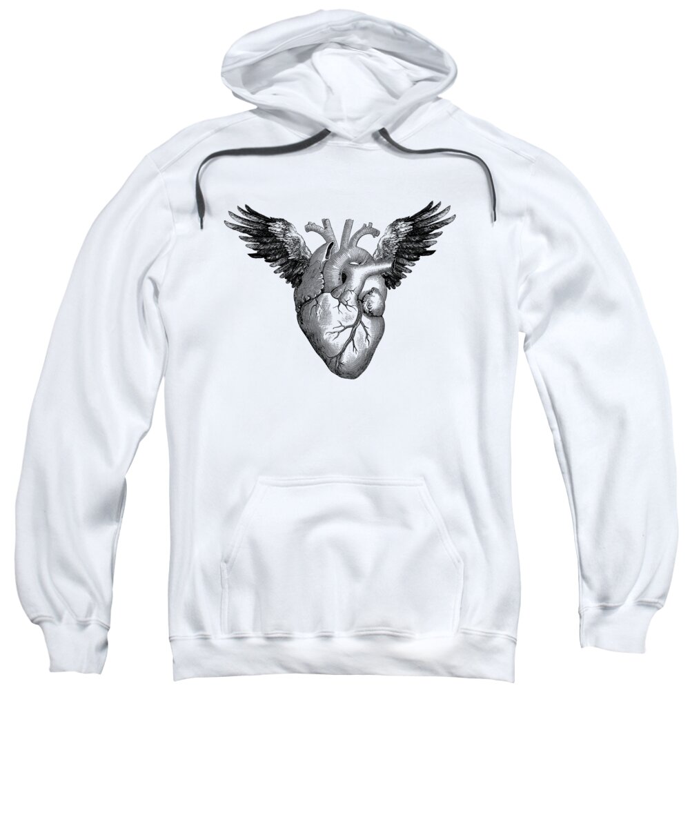 Heart Sweatshirt featuring the digital art Winged heart by Madame Memento