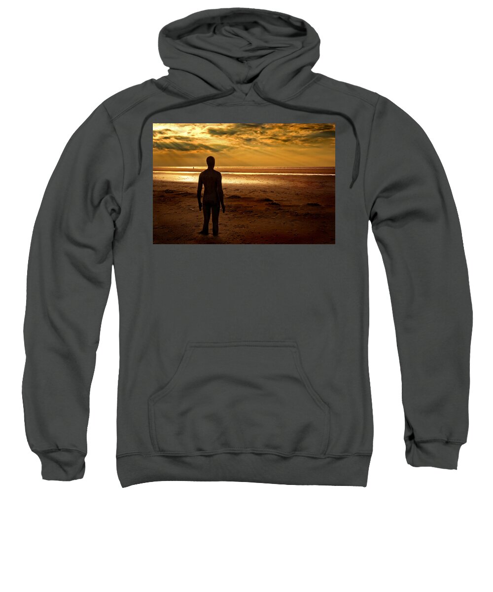 Antony Gormley Sweatshirt featuring the photograph Another Place Number 8 by Meirion Matthias