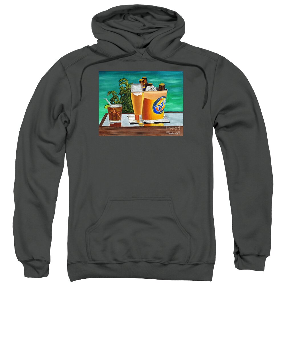 Caribbean Beer Sweatshirt featuring the painting Caribbean Beer by Laura Forde