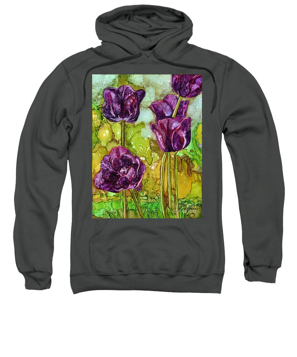 Tulips Sweatshirt featuring the painting Dark Tulips by Vicki Baun Barry