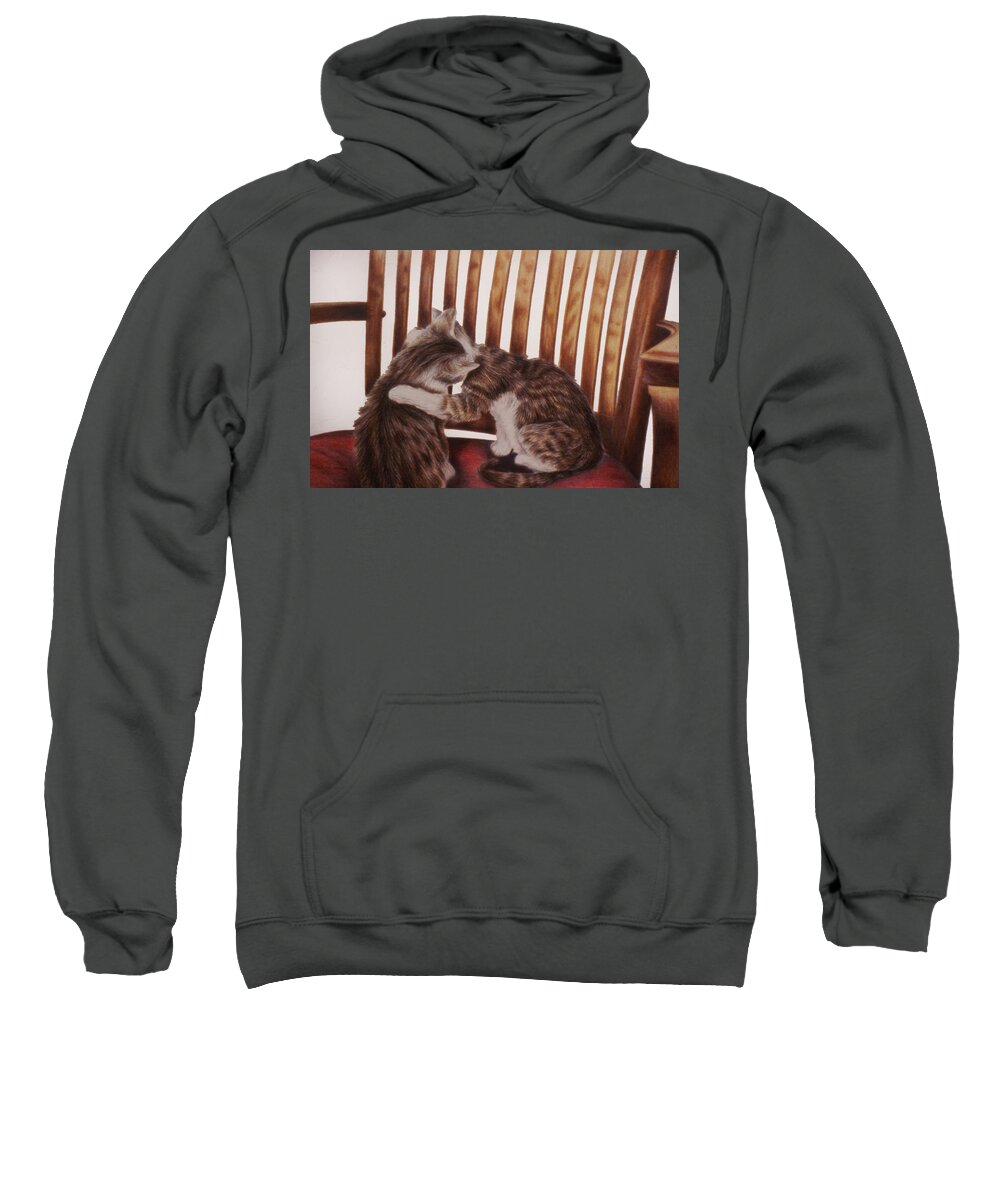 Phil Welsher Sweatshirt featuring the painting Kittens on a Chair by Phil Welsher