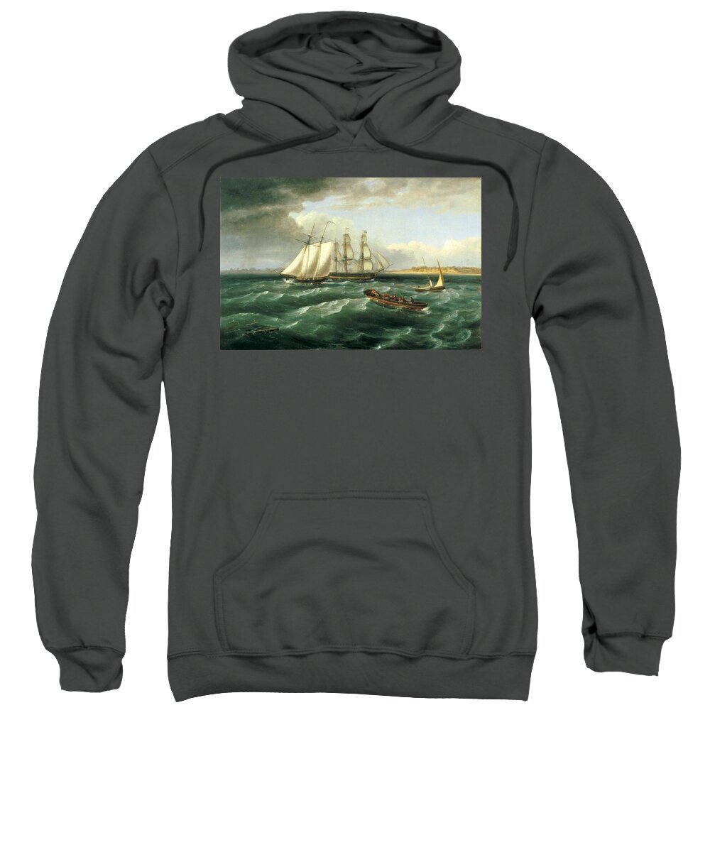 Mouth Of The Delaware Sweatshirt featuring the painting Mouth of the Delaware #3 by Thomas Birch