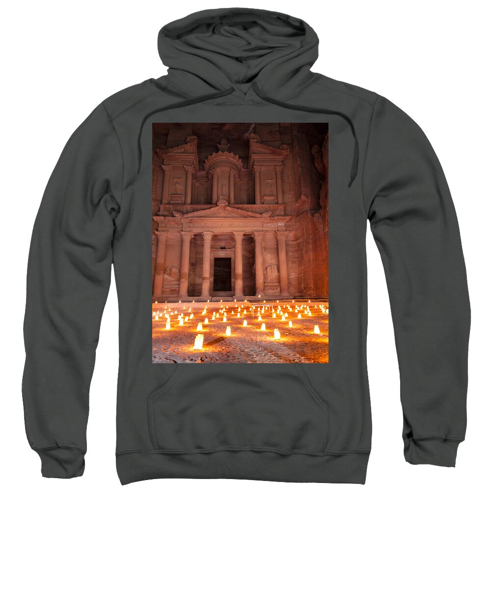 Petra Sweatshirt featuring the photograph Petra by night #1 by Alexey Stiop