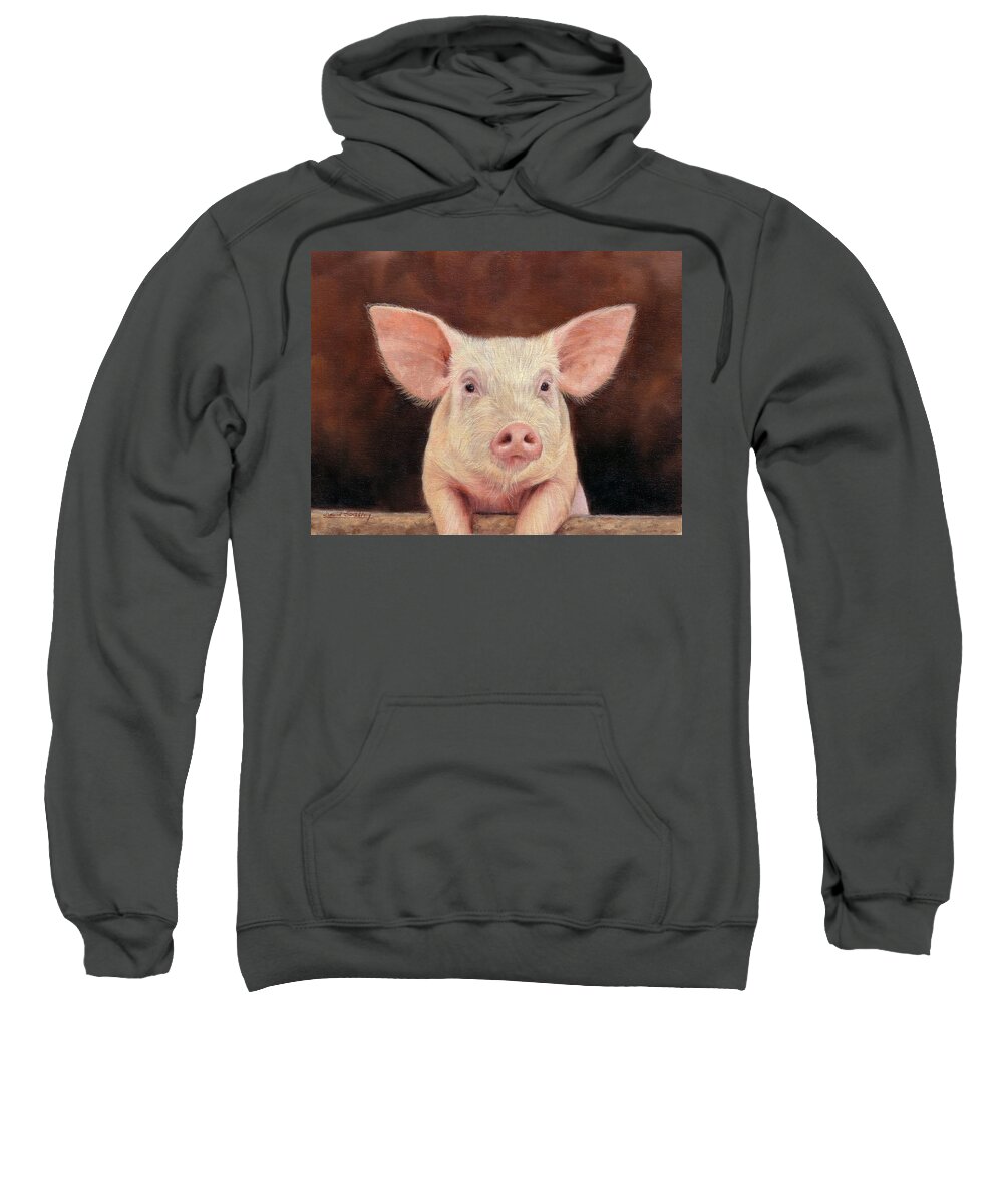 Pig Sweatshirt featuring the painting Pig #1 by David Stribbling