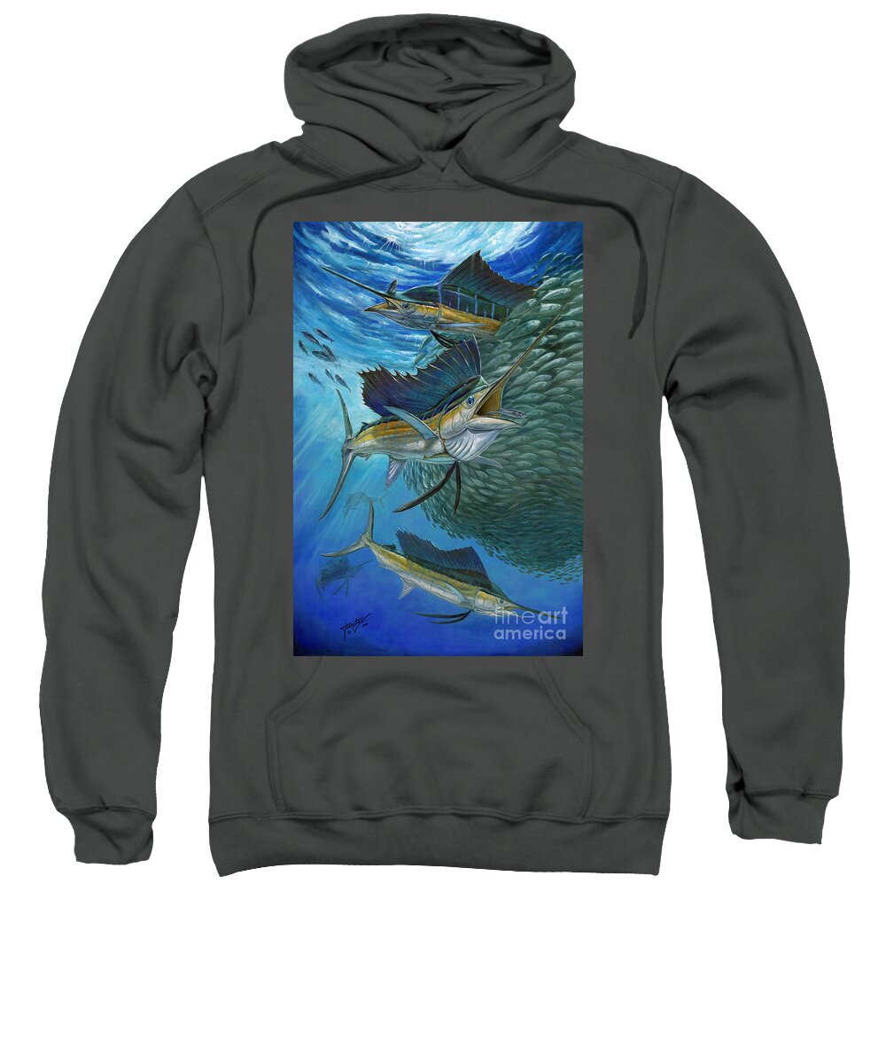 Sailfish Sweatshirt featuring the painting Sailfish With A Ball Of Bait by Terry Fox