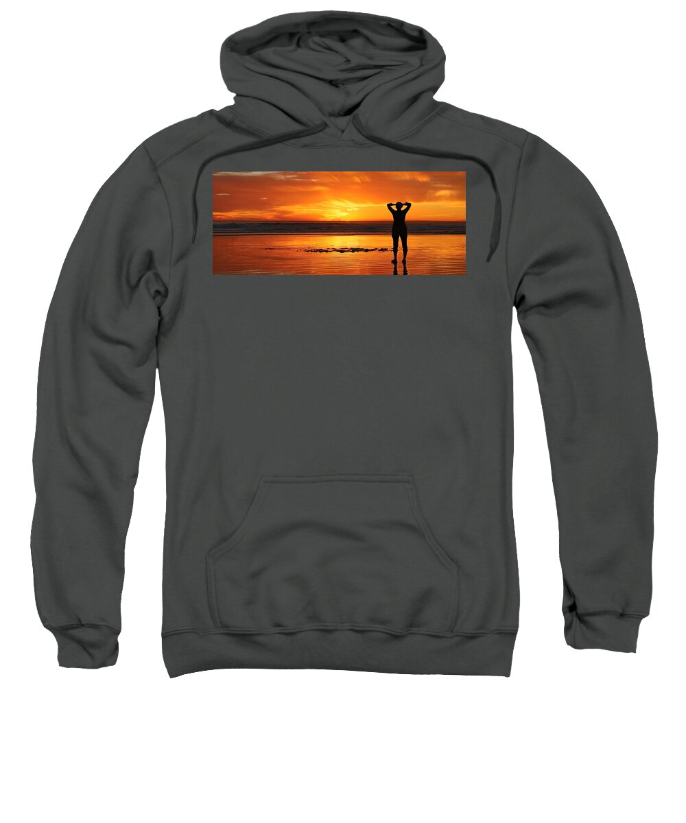 Sunset Sweatshirt featuring the photograph Seaside Reflections by Christy Pooschke