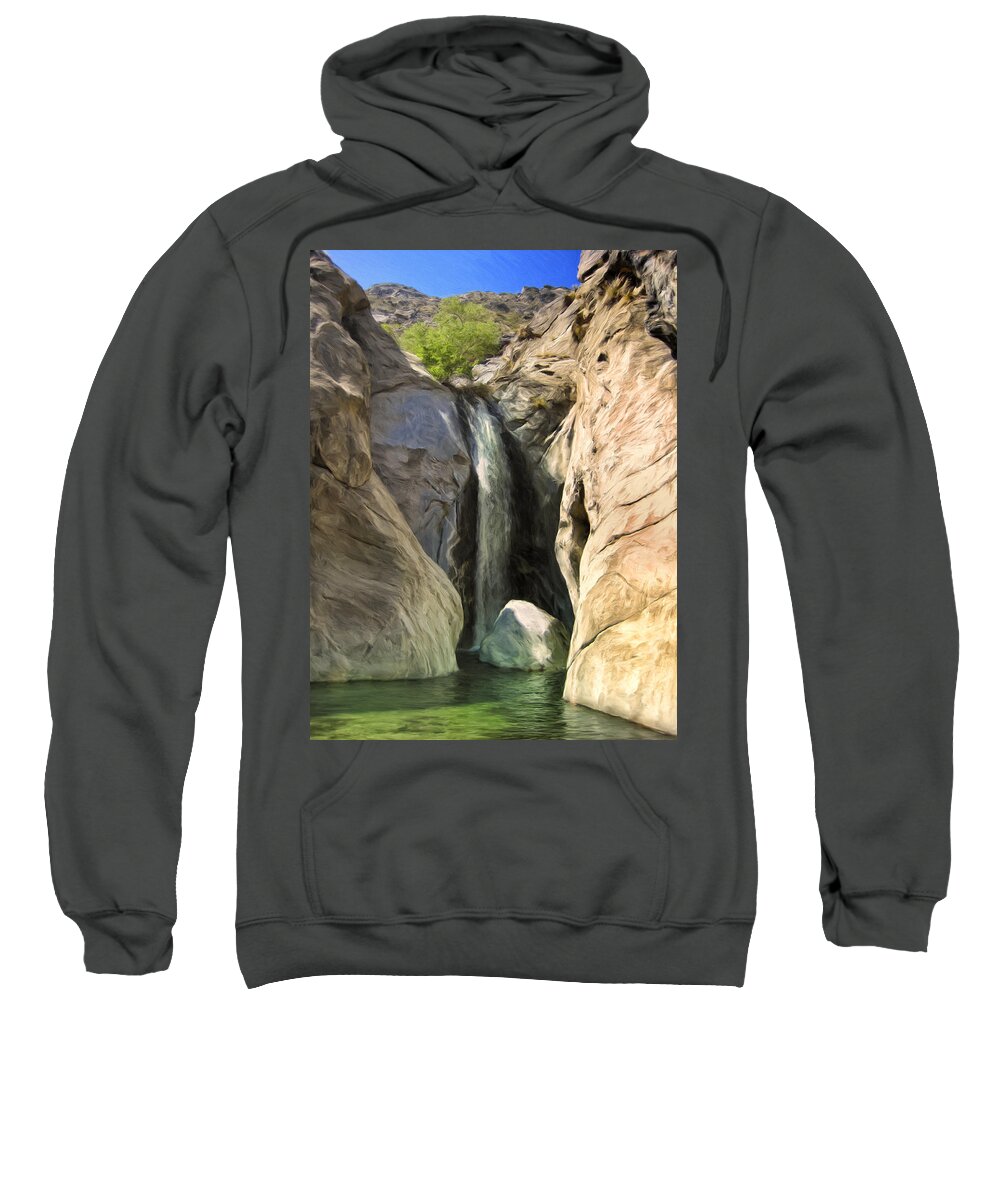 Tahquitz Falls Sweatshirt featuring the painting Tahquitz Falls #1 by Dominic Piperata