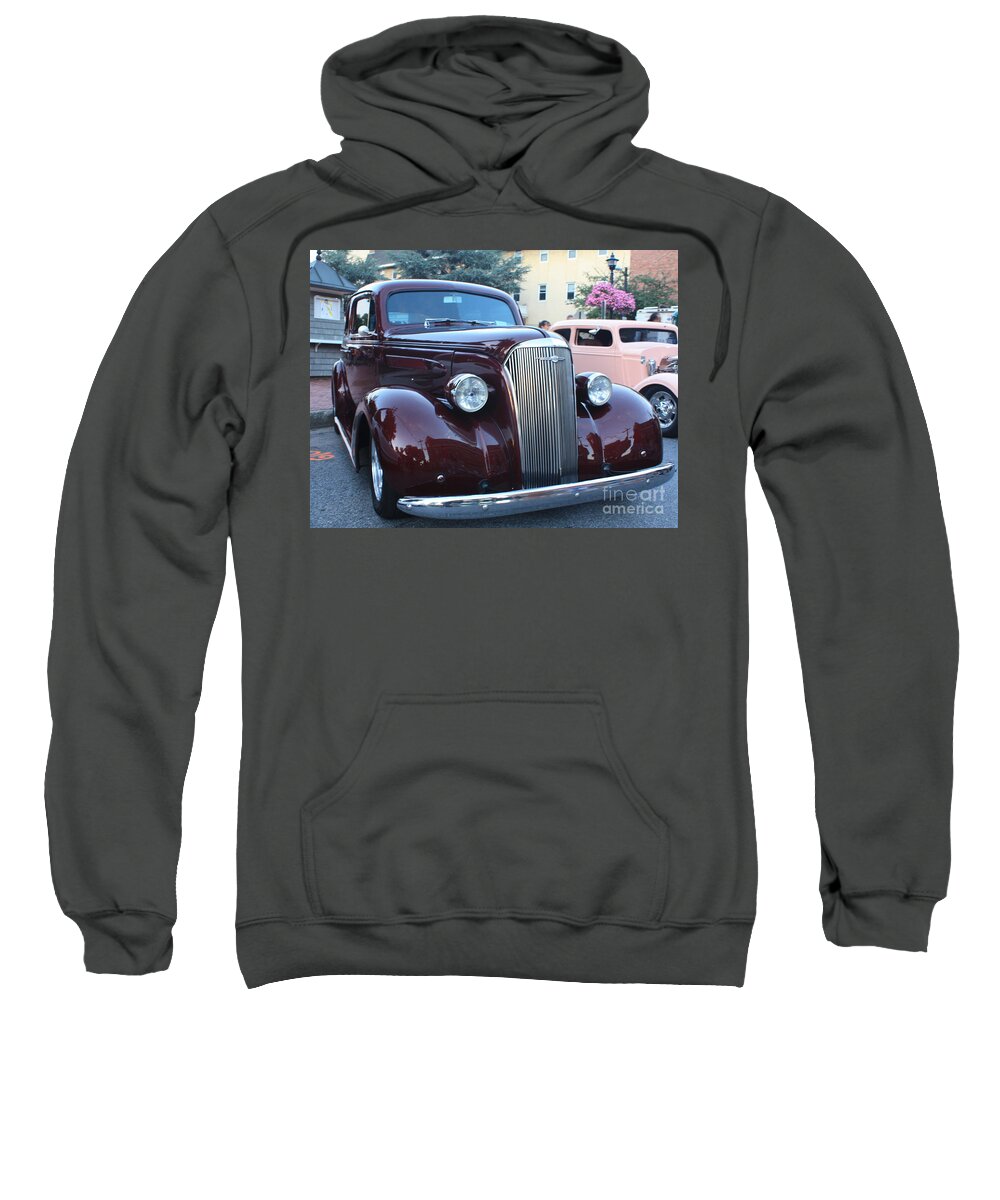 1937 Chevy Two Door Sedan Front And Side View Sweatshirt featuring the photograph 1937 Chevy Two Door Sedan Front and Side View by John Telfer