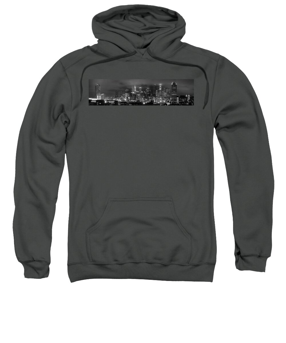 Los Angeles Skyline Sweatshirt featuring the photograph Gotham City - Los Angeles Skyline Downtown at Night #2 by Jon Holiday