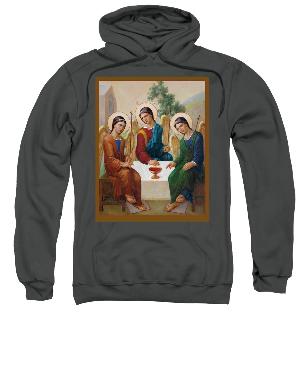 Angel Sweatshirt featuring the painting Three Angels - The Most Holy Trinity by Svitozar Nenyuk