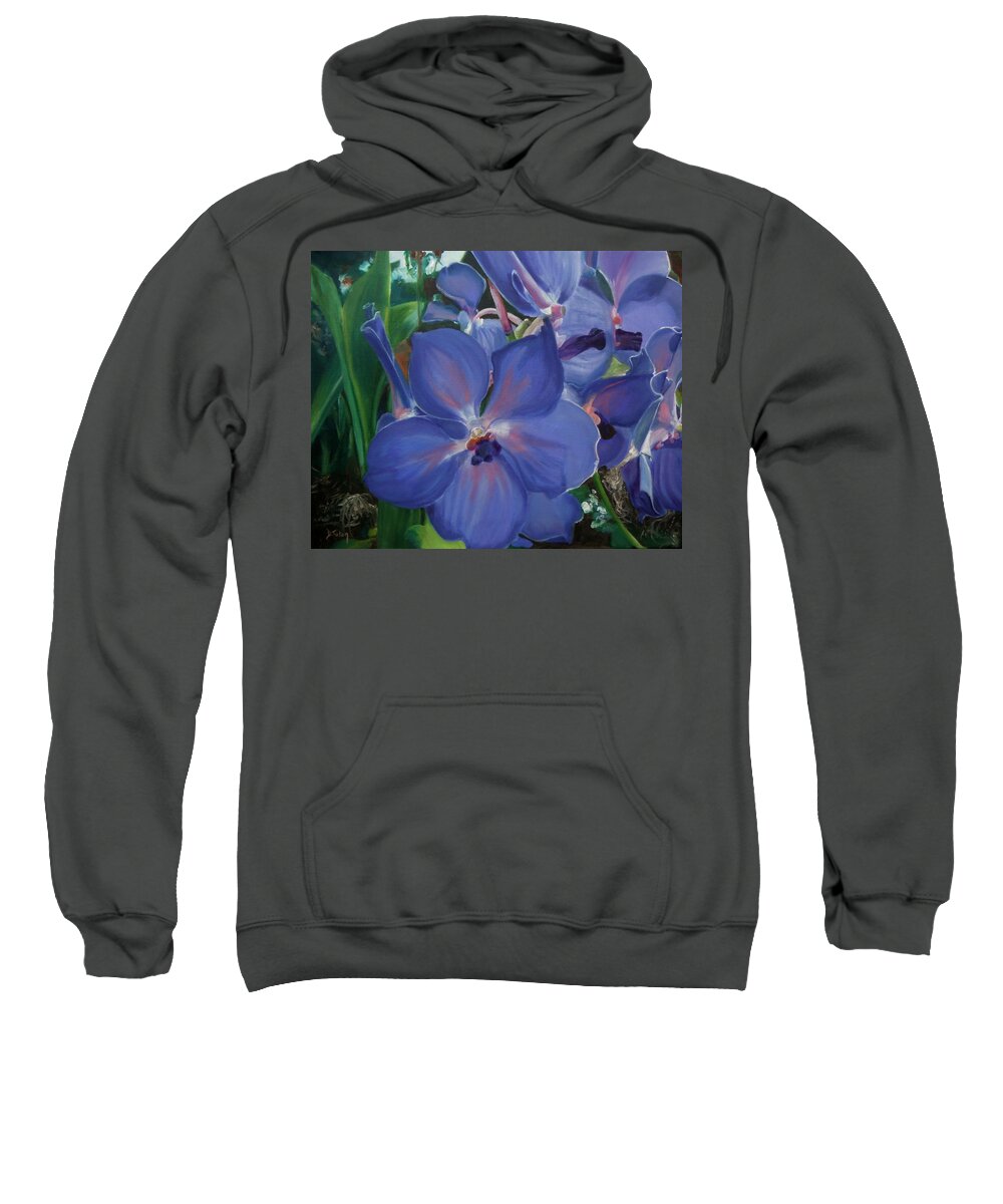 Flower Sweatshirt featuring the painting Orchids #2 by Donna Tuten