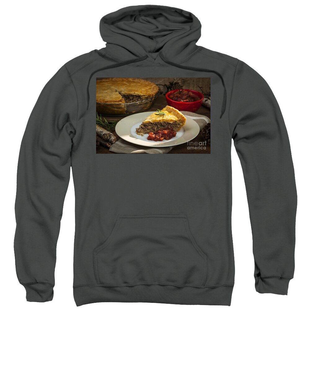 Meat Sweatshirt featuring the photograph Tourtiere meat pie still life by Elena Elisseeva