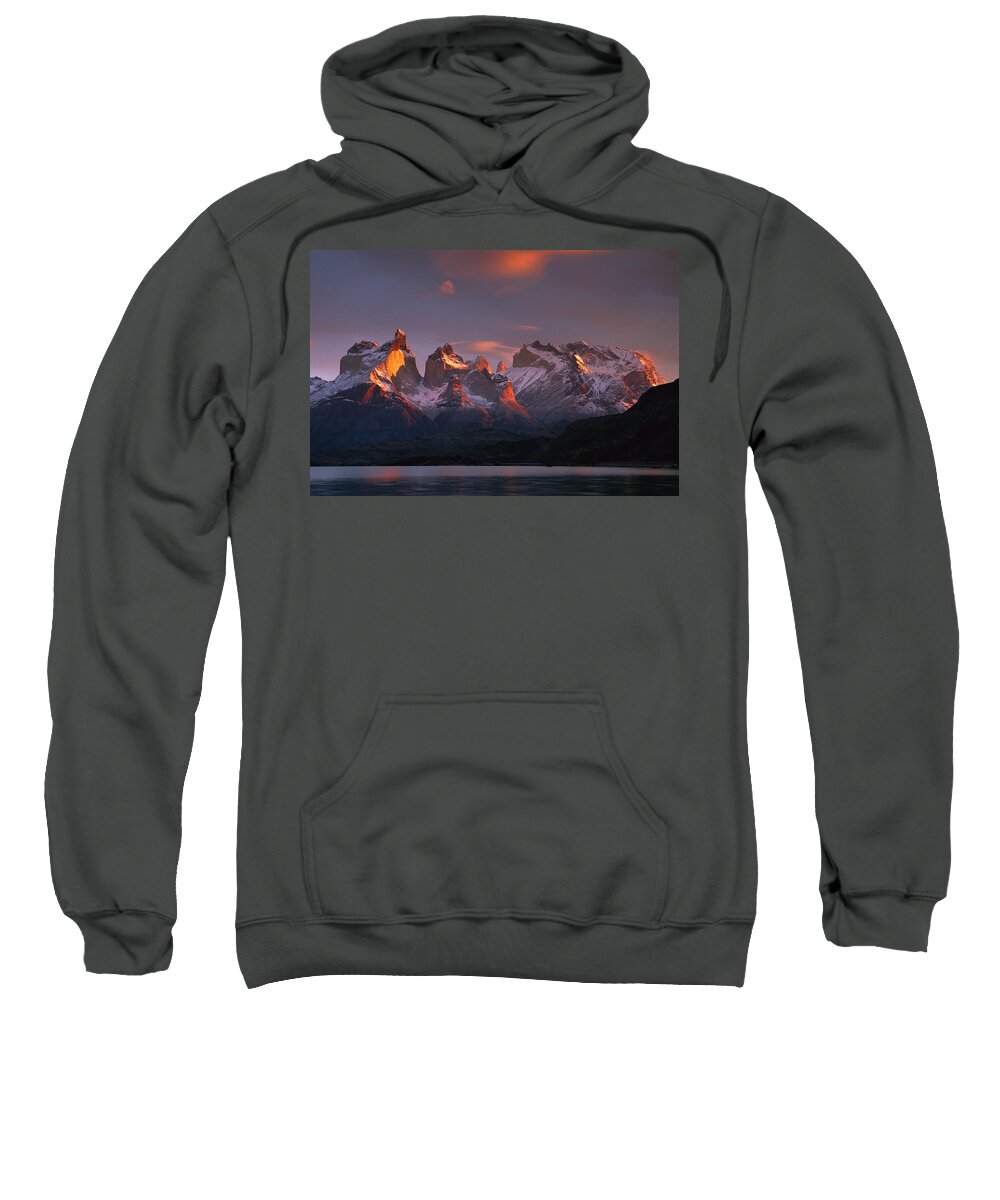 Feb0514 Sweatshirt featuring the photograph Cuernos Del Paine And Lago Pehoe #4 by Colin Monteath