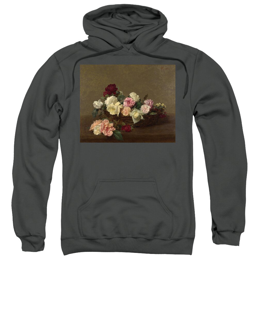 Henri Fantin-latour Sweatshirt featuring the painting A Basket of Roses by Henri Fantin-Latour