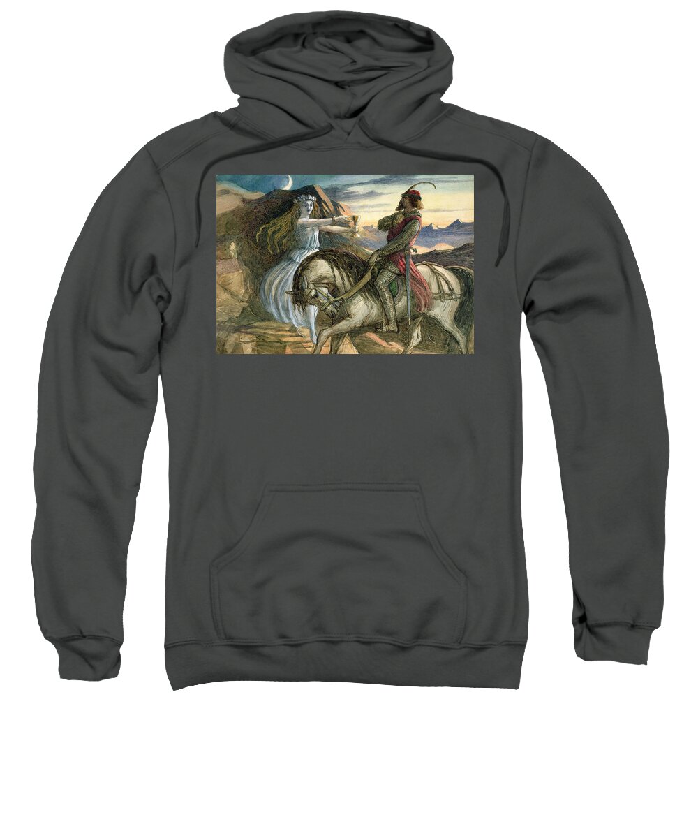 Crescent Moon Sweatshirt featuring the painting A Fairy And A Knight by Richard Doyle