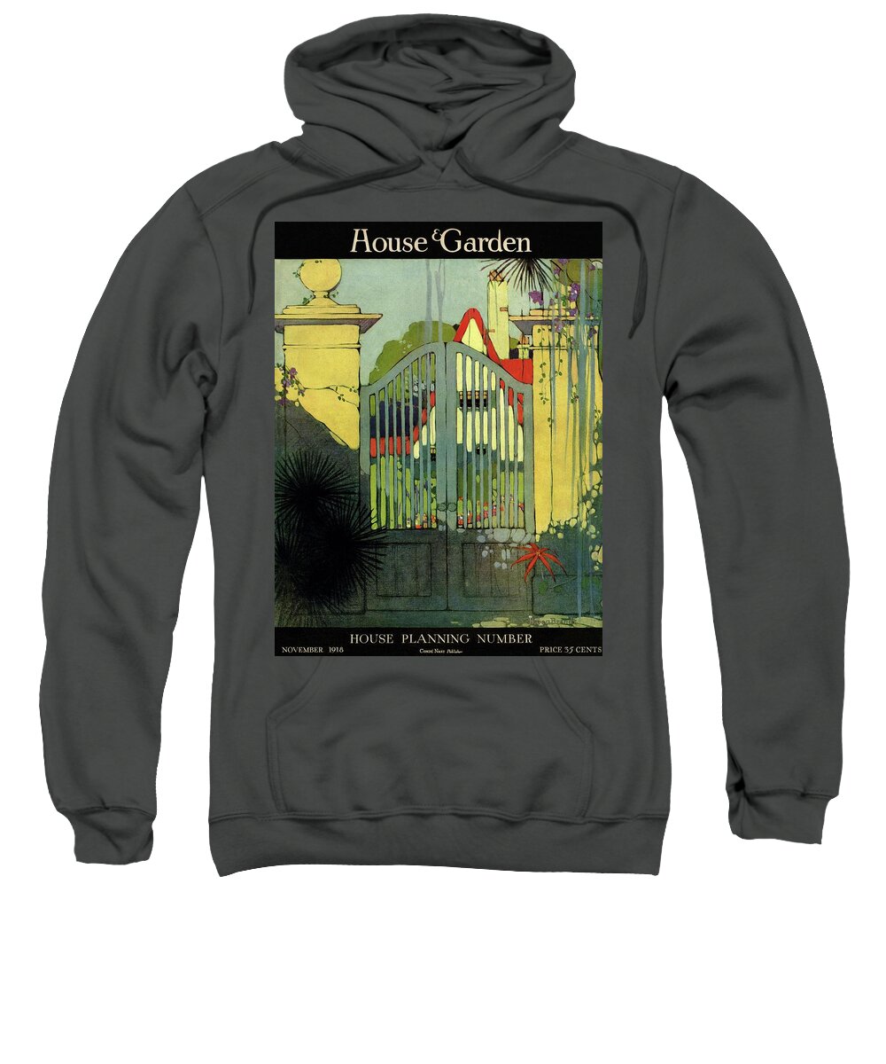 Illustration Sweatshirt featuring the photograph A House And Garden Cover Of A Gate by H. George Brandt