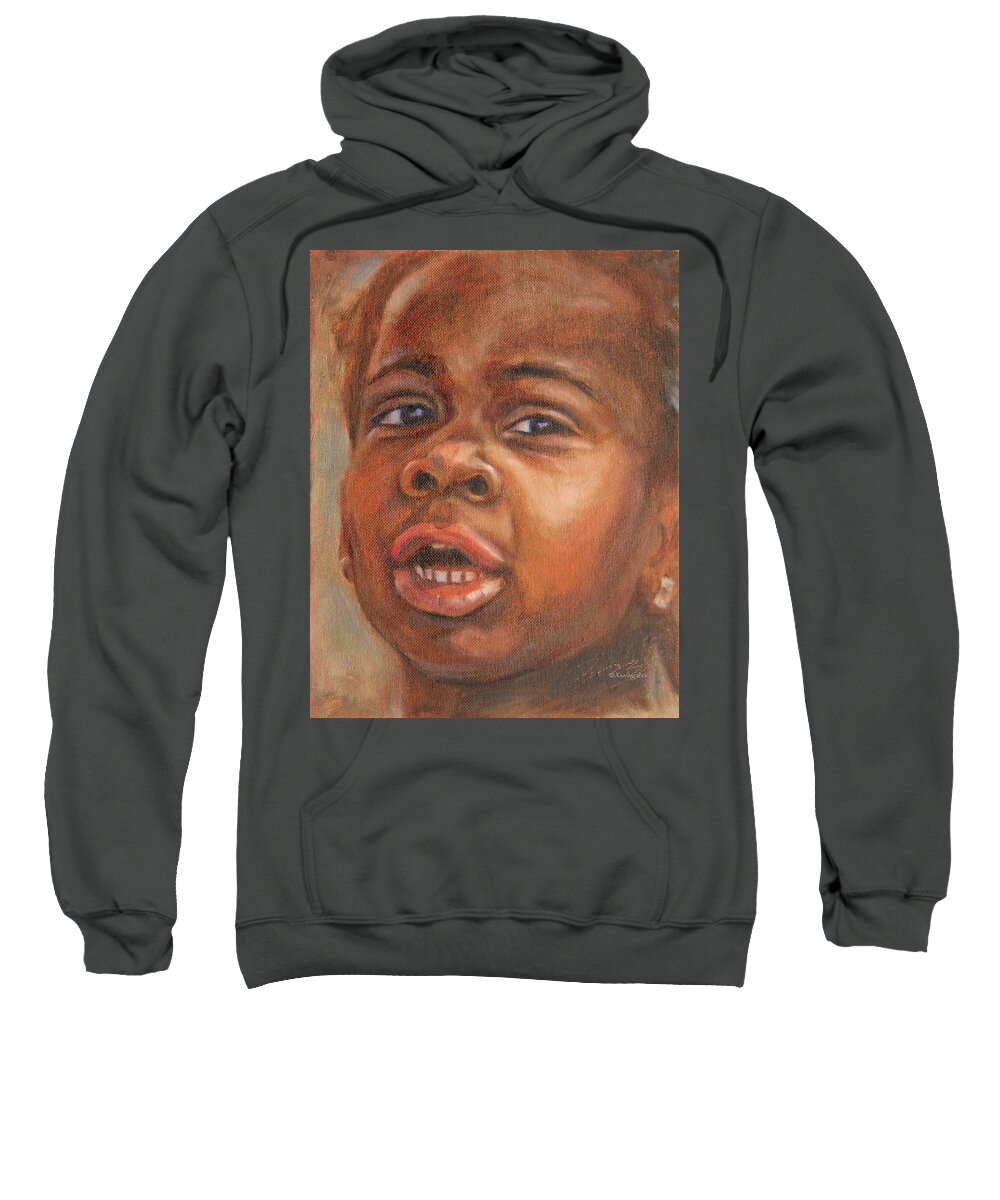New Yorker Sweatshirt featuring the painting A Little New Yorker by Xueling Zou