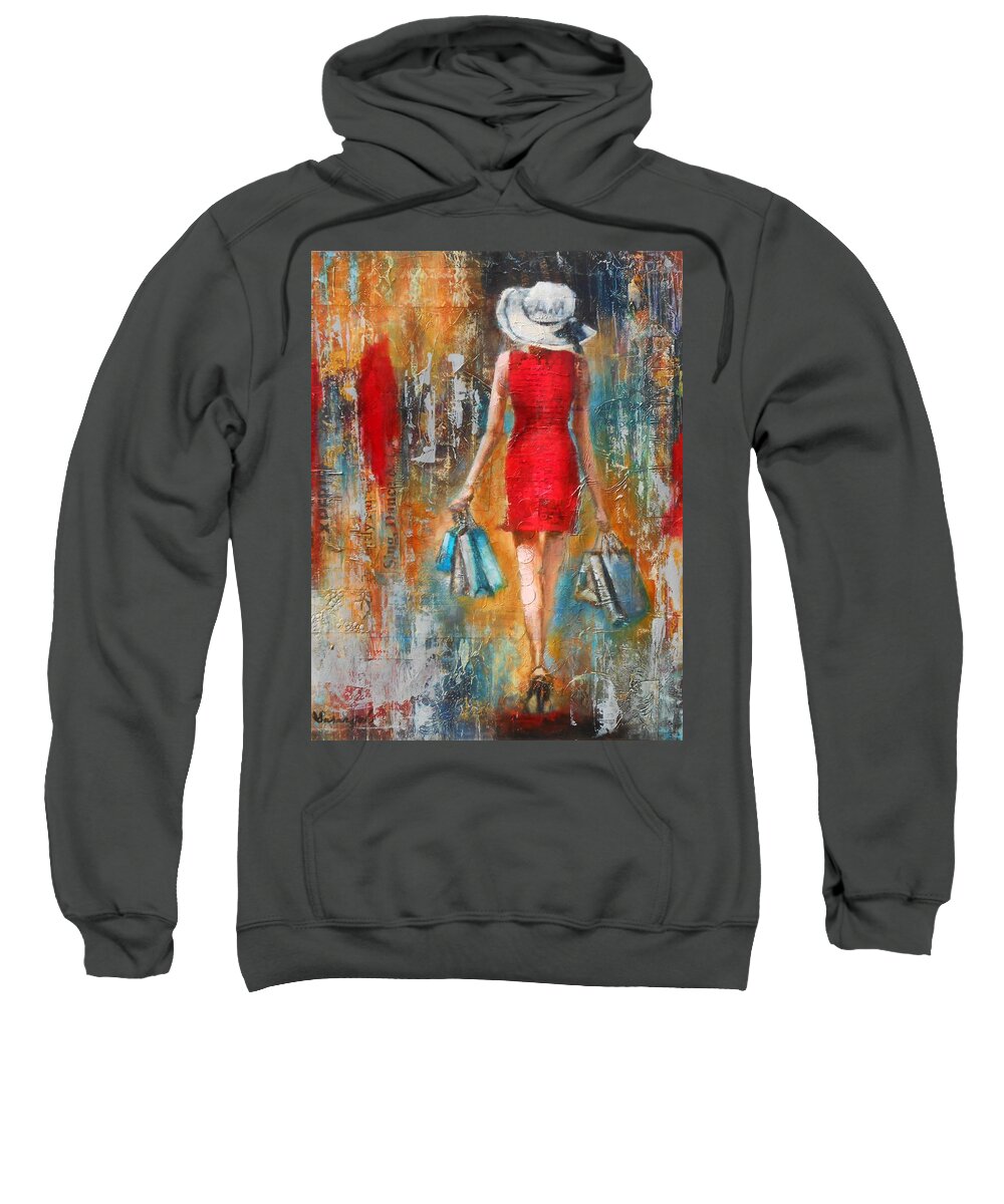 Lady Sweatshirt featuring the painting Abstract Lady 6 by Susan Goh
