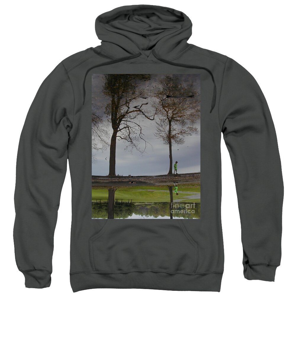 Copyright 2014 By Christopher Plummer Sweatshirt featuring the photograph After Soccer by the Pond by Christopher Plummer