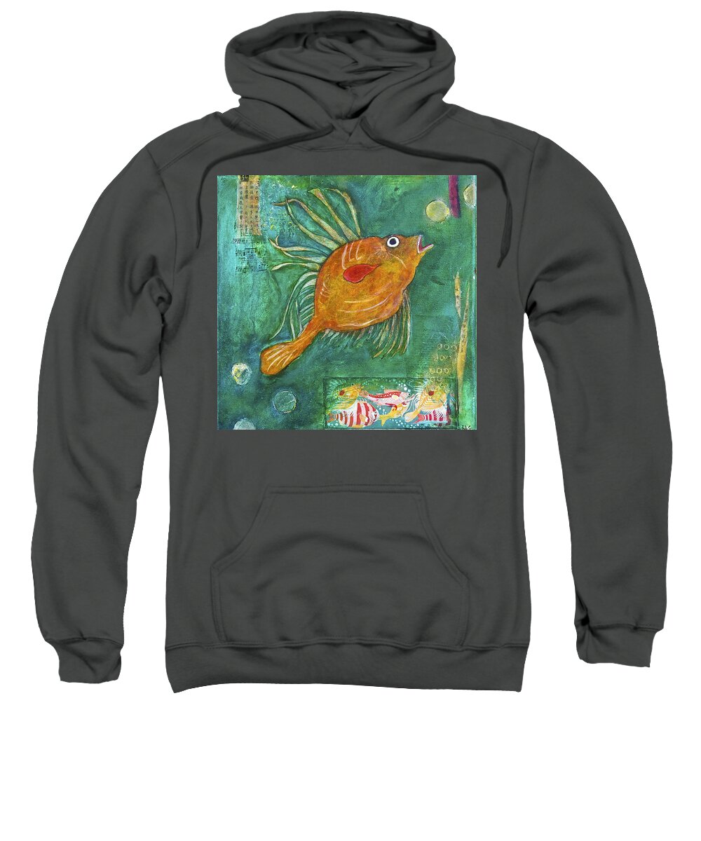 Asian Fish Sweatshirt featuring the mixed media Asian Fish by Bellesouth Studio