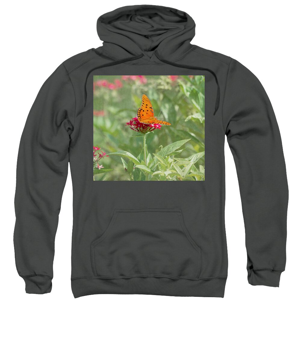 Butterfly Sweatshirt featuring the photograph At Rest - Gulf Fritillary Butterfly by Kim Hojnacki