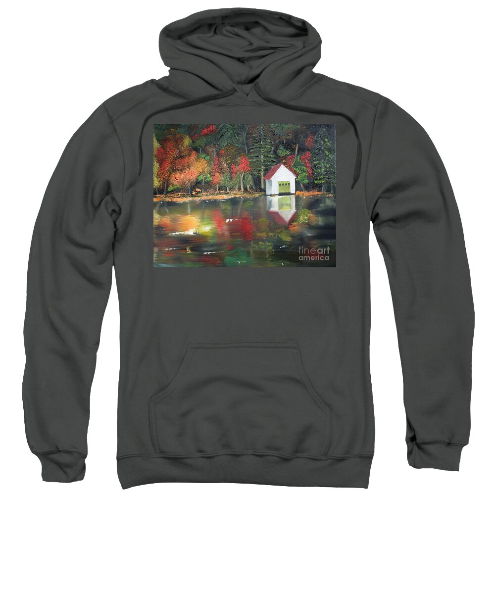 Happy Little Trees Sweatshirt featuring the painting Autumn - Lake - Reflecton by Jan Dappen
