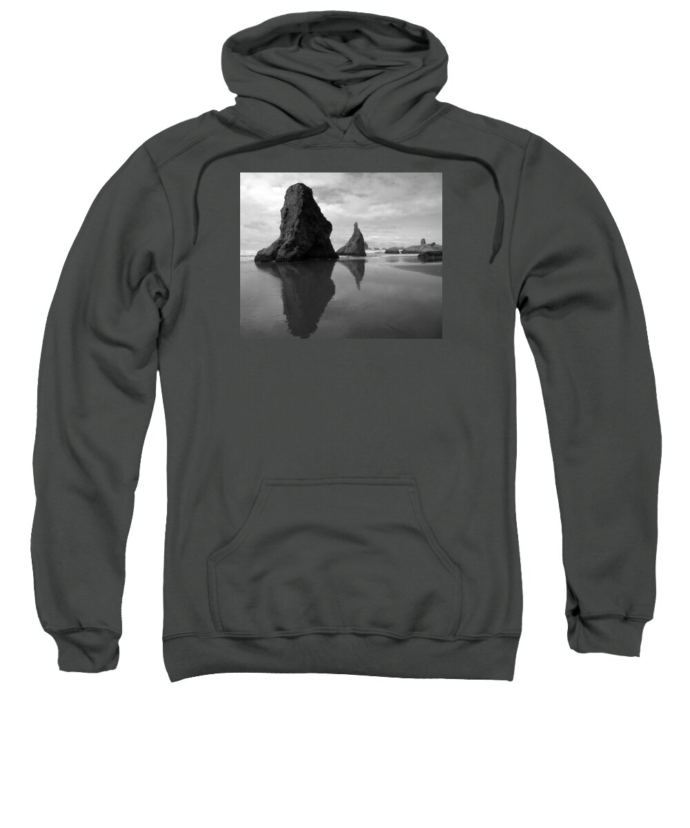 Bandon Beach Sweatshirt featuring the photograph Bandon Beach Black n White by Michele Avanti