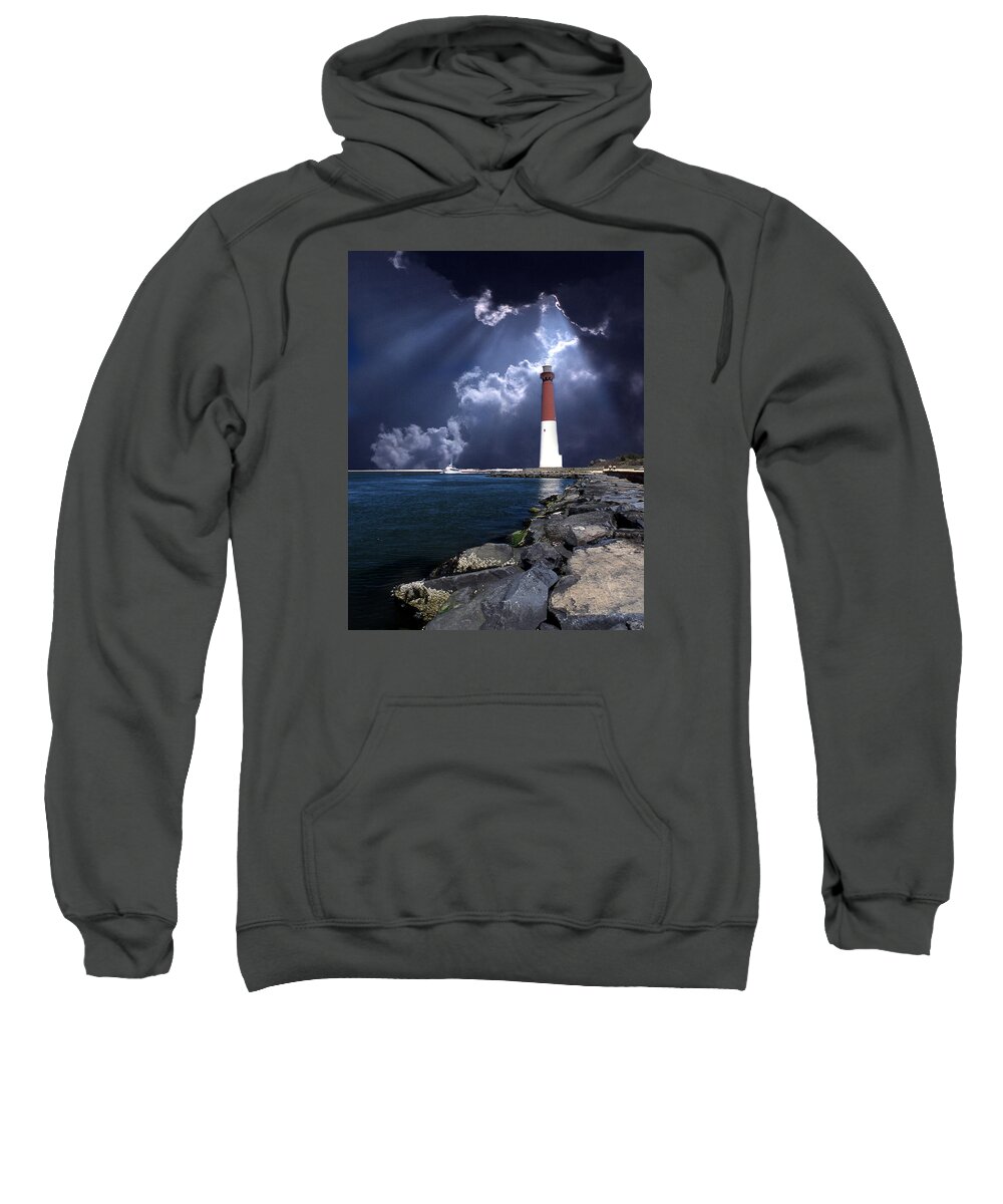 #faatoppicks Sweatshirt featuring the photograph Barnegat Inlet Lighthouse Nj by Skip Willits