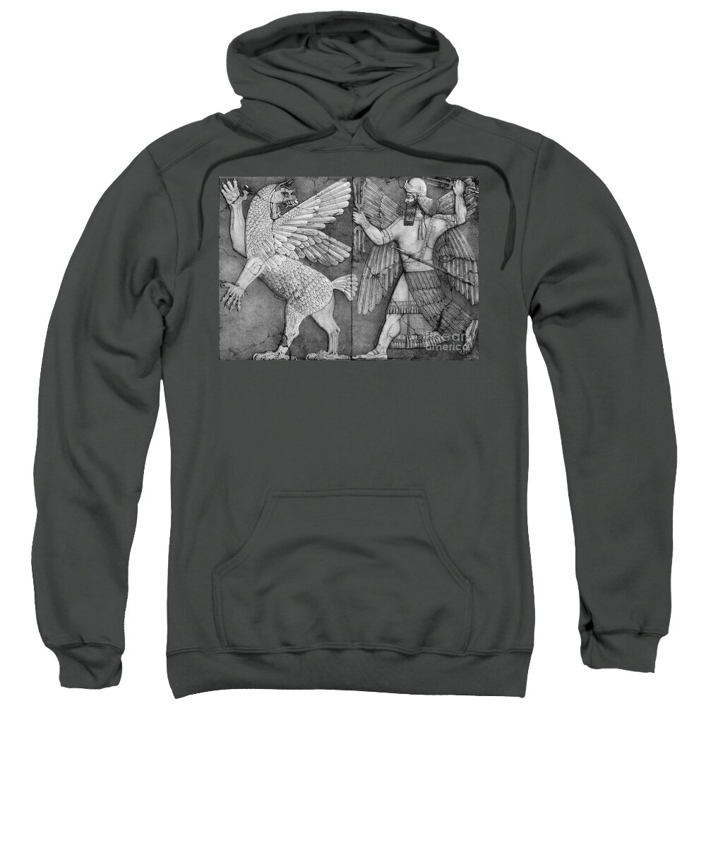 Archeological Artifact Sweatshirt featuring the photograph Battle Between Marduk And Zu by Photo Researchers