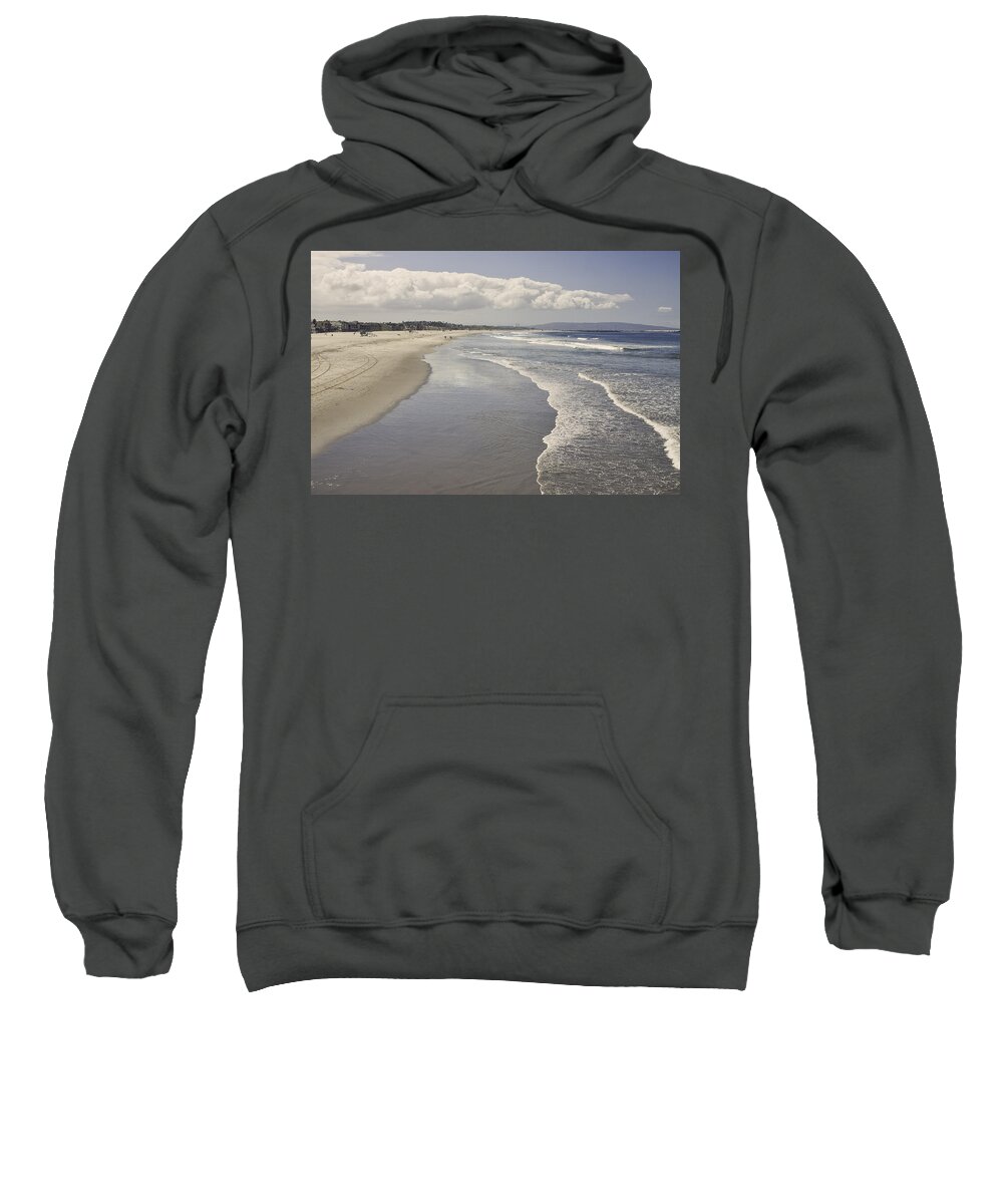Tranquil Scene Sweatshirt featuring the photograph Beach At Santa Monica by Kim Hojnacki