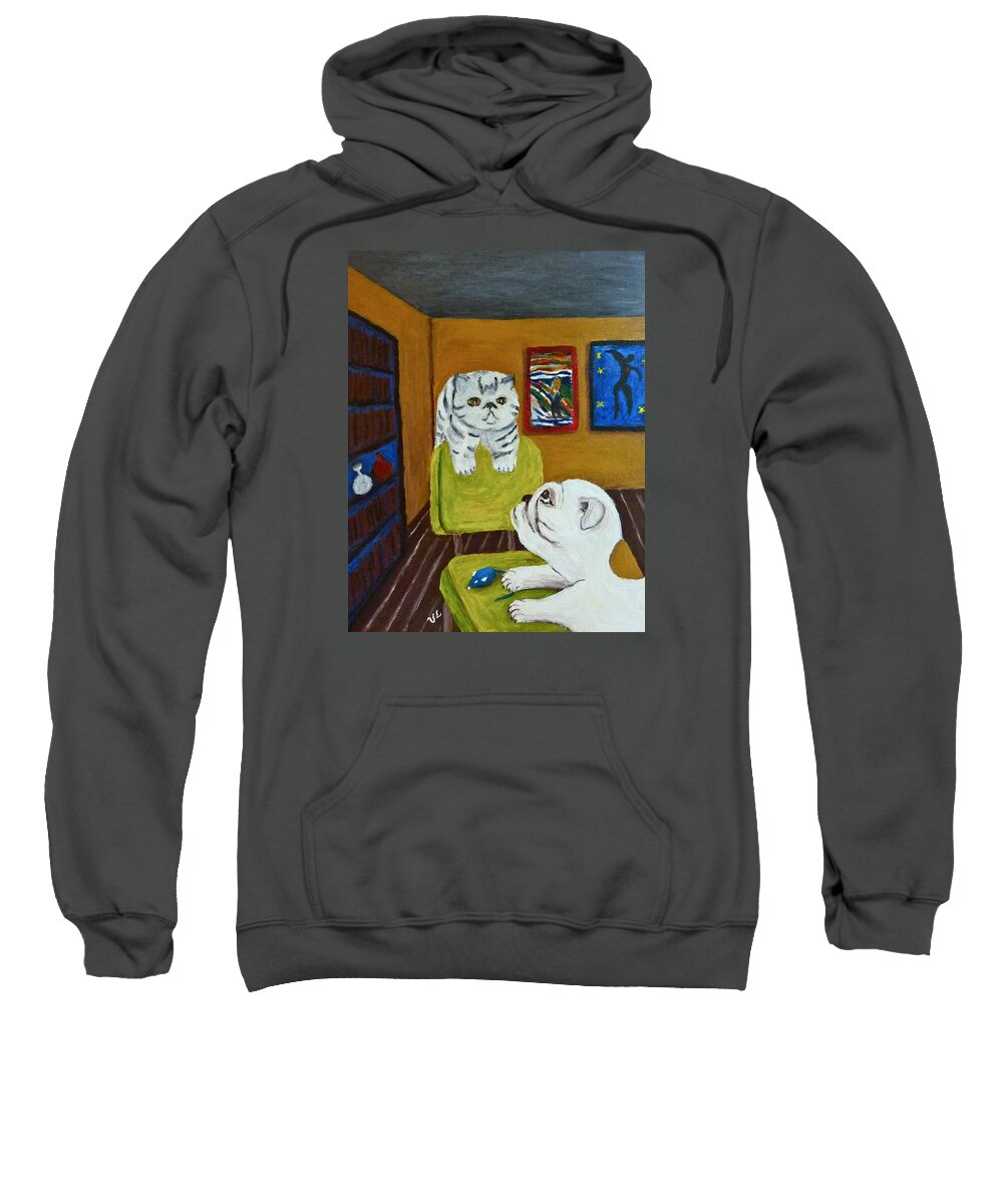 Dog Sweatshirt featuring the painting Meilleurs Amis by Victoria Lakes
