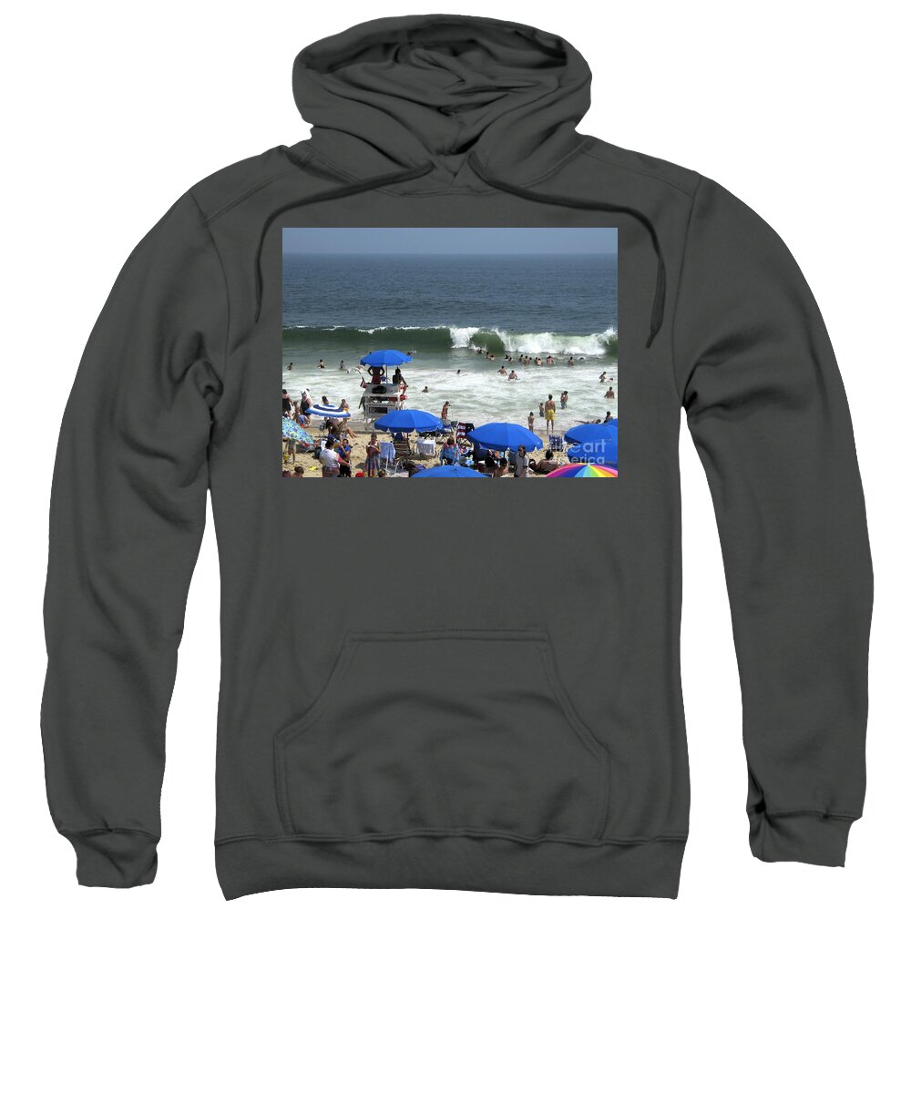 Beach Sweatshirt featuring the digital art Big Waves at Bethany Beach in Delaware by William Kuta
