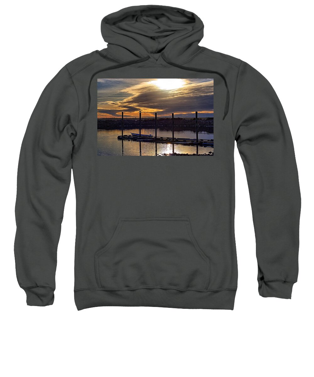 Sunset Sweatshirt featuring the photograph Bird - Boat - Bay by Chriss Pagani