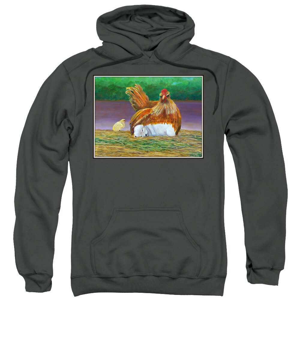 Hen Painting Sweatshirt featuring the painting Blame It On Your Parent by Deborah Naves
